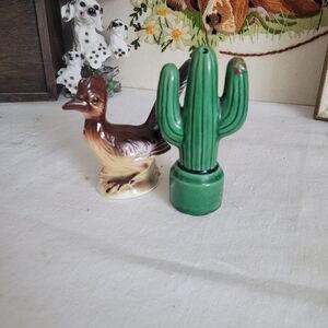 Cactus and Bird Ceramic Salt And Pepper Set